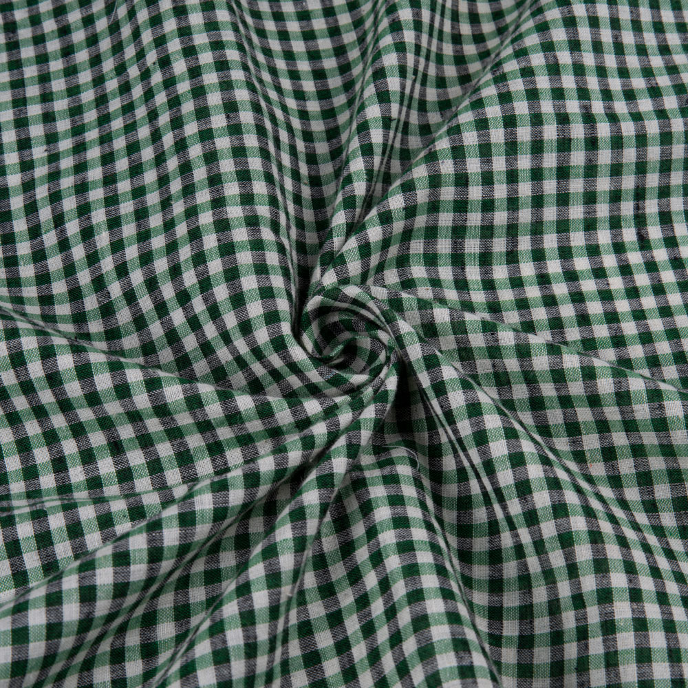 Check Green White Pure Cotton 70 GSM Handwoven Fabric 237