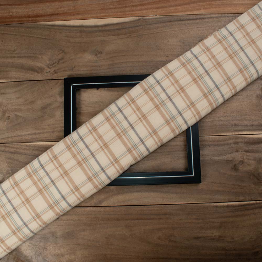 Check Multicolor Pure Cotton 60 GSM Handwoven Fabric 612