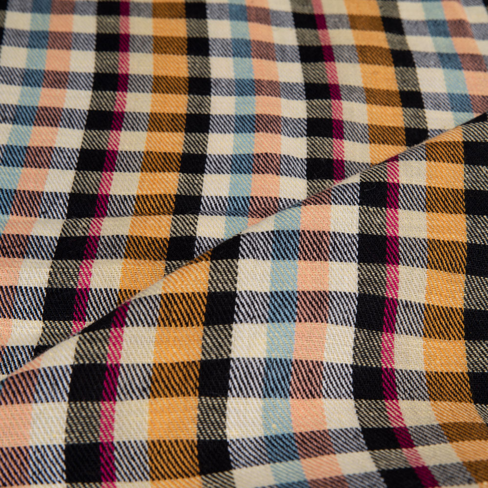 CHECK TWILL MULTI COLOR COTTON KHADI 115 GSM HANDWOVEN FABRIC