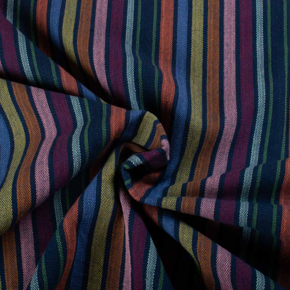 Multicolor Stripe Khadi Cotton 194 GSM Handwoven Fabric