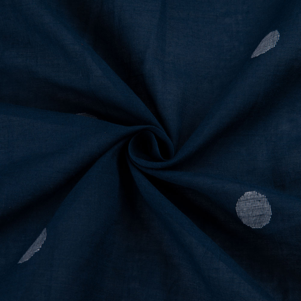 Geometric Navy Jamdani Pure Cotton 57 GSM Handwoven Fabric