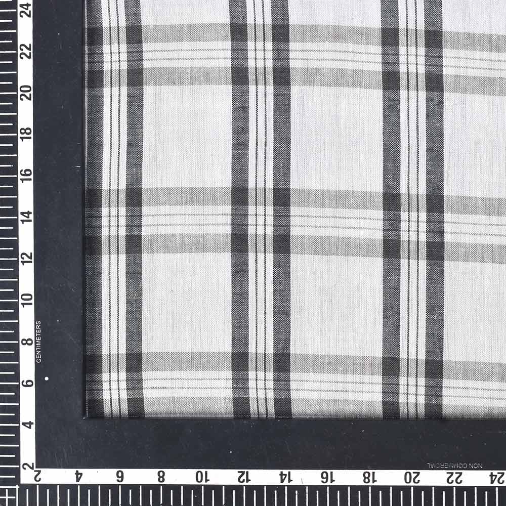 CHECK BLACK & GREY PURE COTTON 108 GSM HANDWOVEN FABRIC