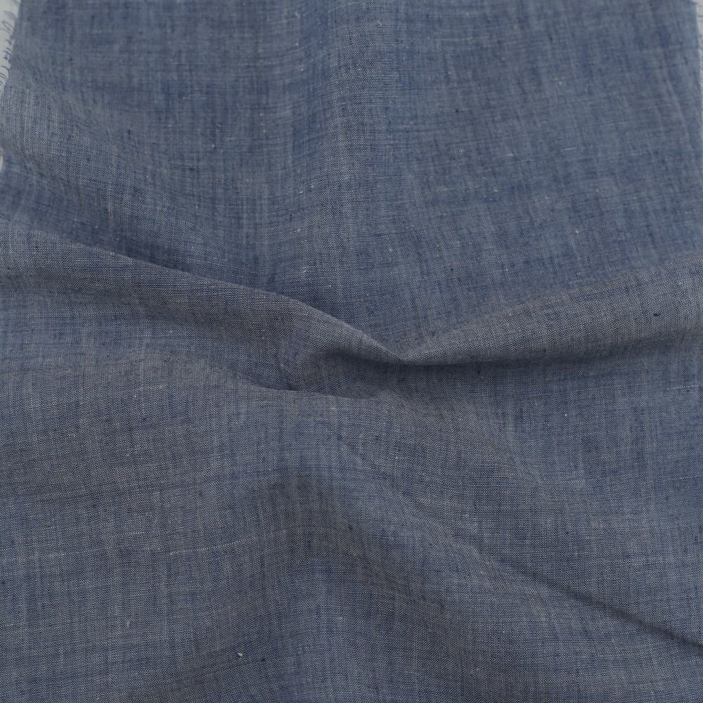Chambray Dark Blue Khadi Cotton 62 GSM Handwoven Fabric