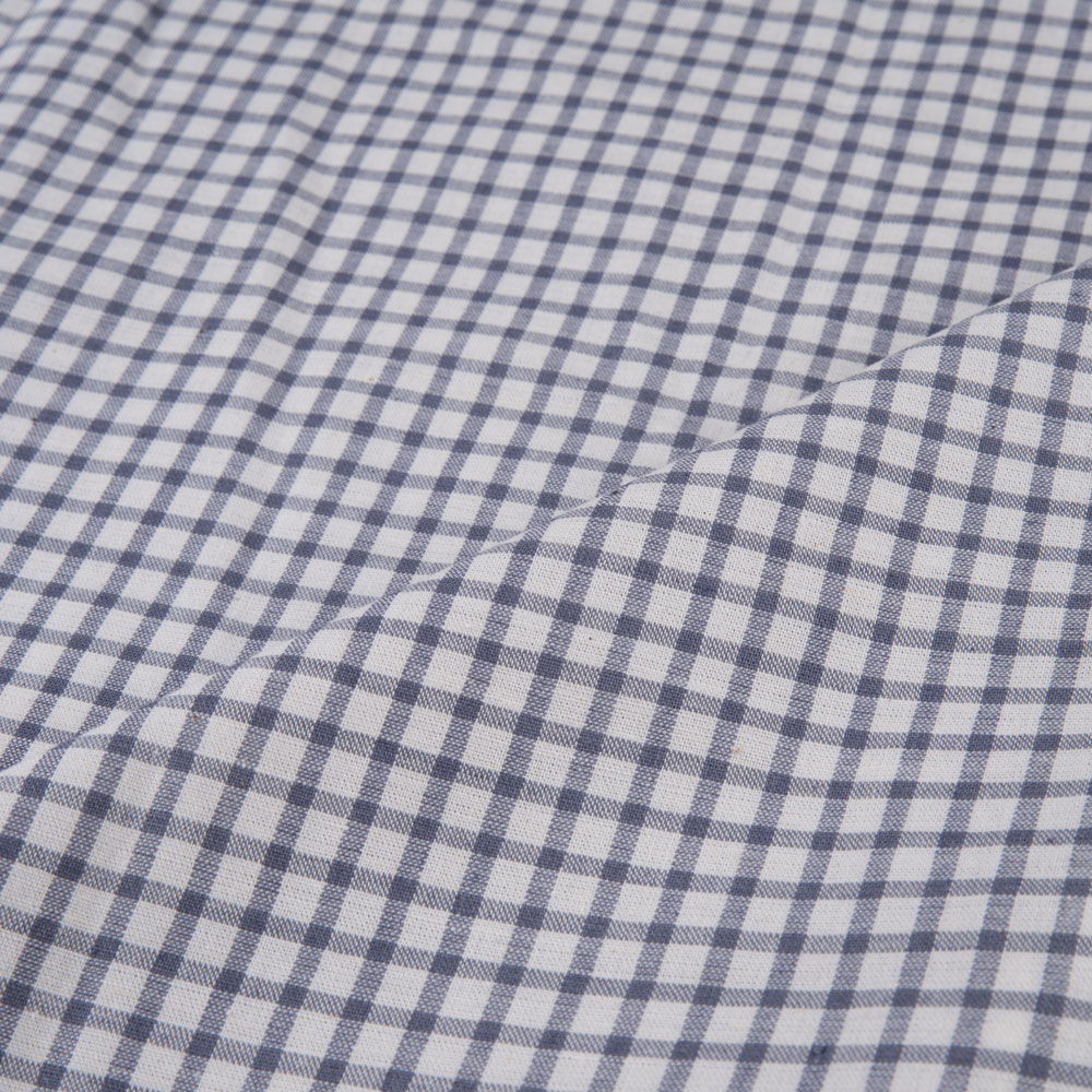 CHECK WHITE & GREY PURE COTTON 109 GSM HANDWOVEN FABRIC