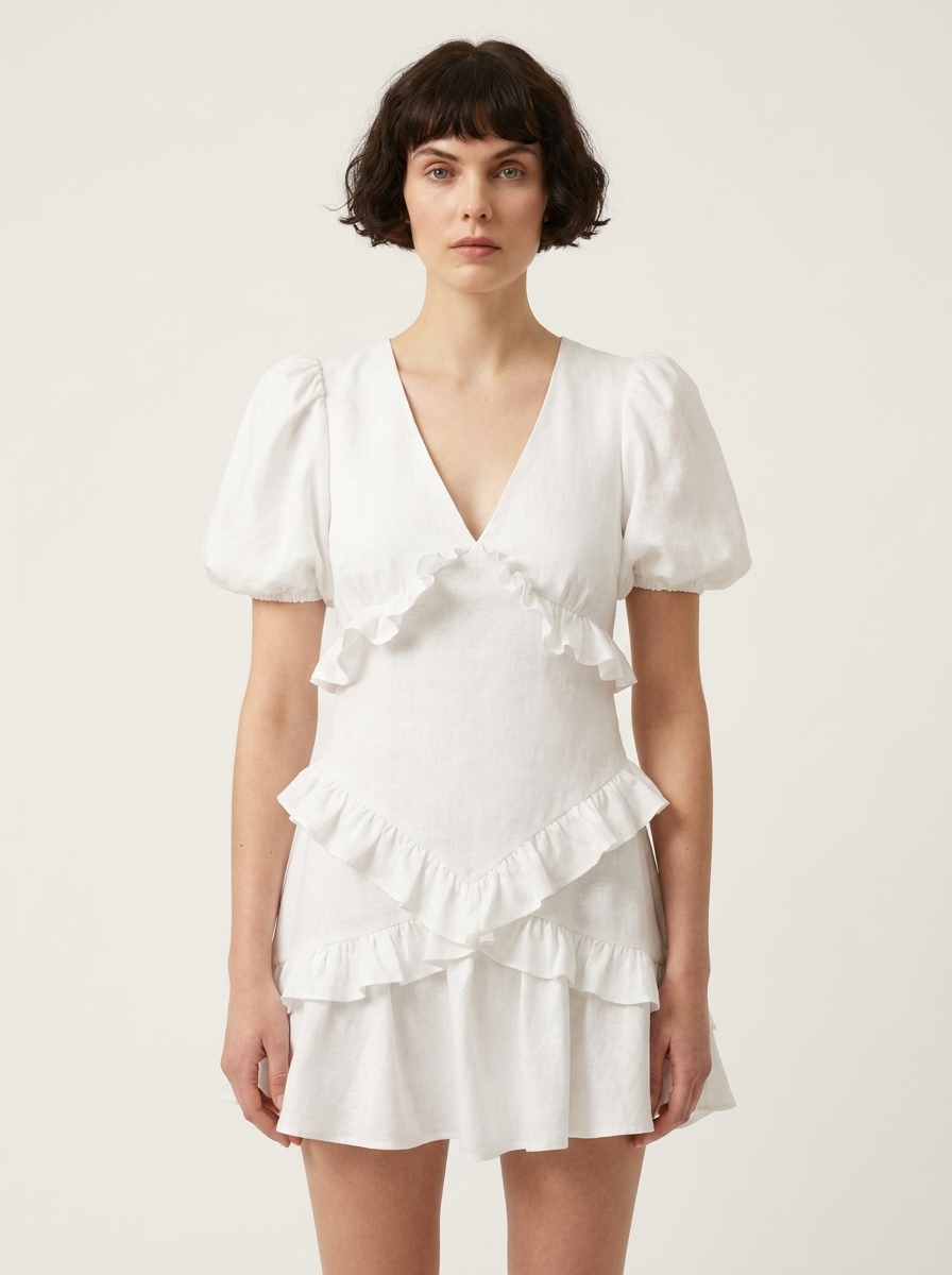 Criss Cross Ruffles Short Dress