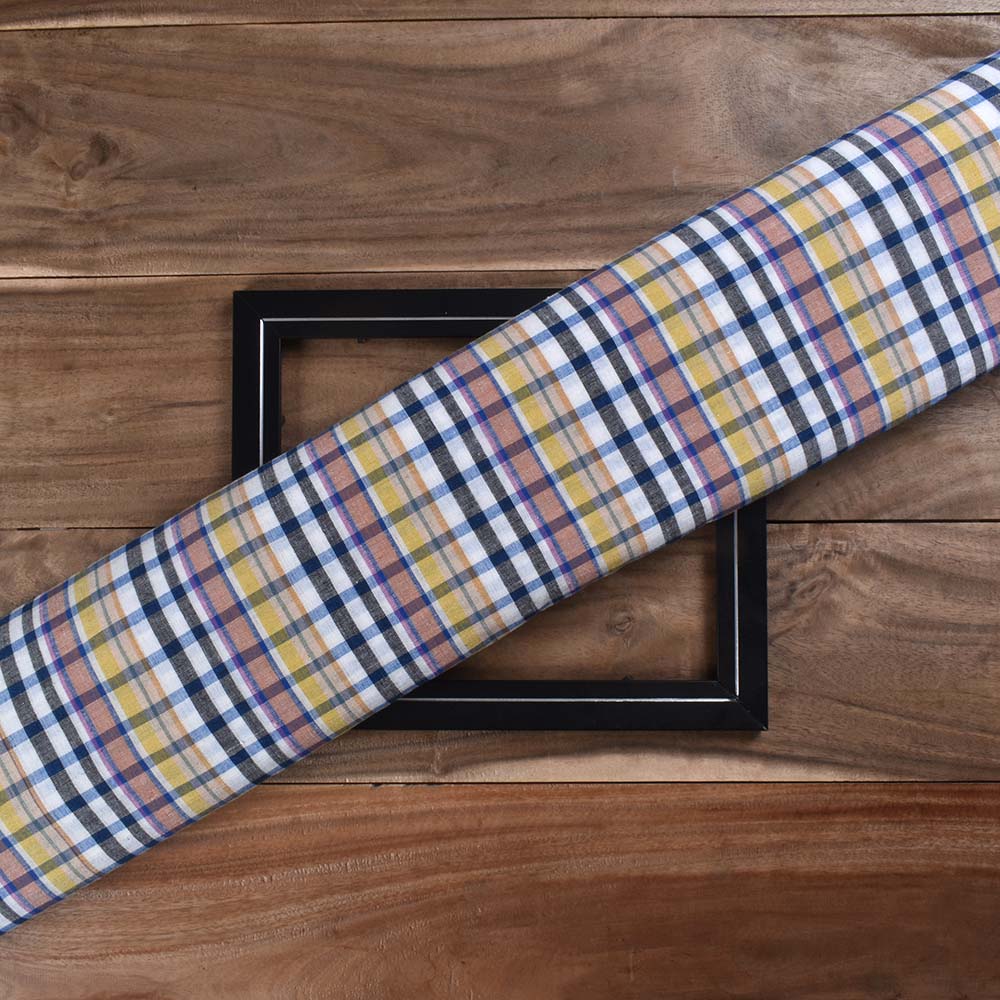 Check Multicolour Pure Cottonhandwoven  90 GSM  Fabric