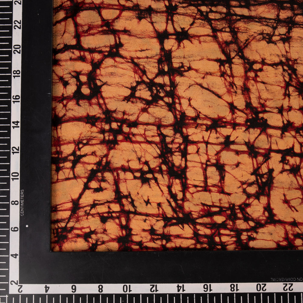 ABSTRACT BROWN YELLOW BATIK MULBERRY SILK 40 GSM FABRIC