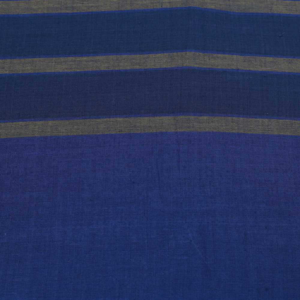 STRIPE PRUSSIAN BLUE & GREY PURE COTTON 58 GSM HANDWOVEN FABRIC
