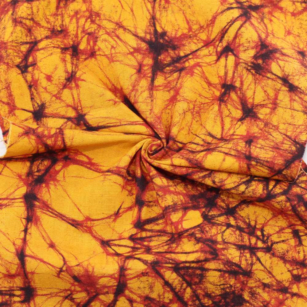 Abstract Yellow Batik Cotton 110 GSM Fabric - Hand Printed
