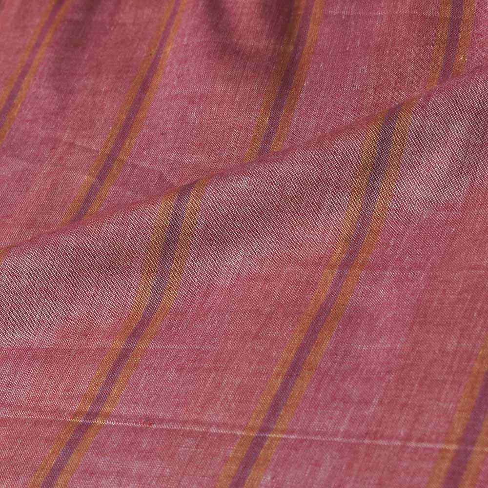 STRIPE RED MERCERISED COTTON 72 GSM HANDWOVEN FABRIC