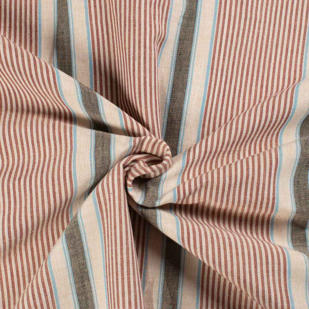 Multicolour Stripe Cotton & Khadi Blend 125 GSM Handwoven Fabric 416