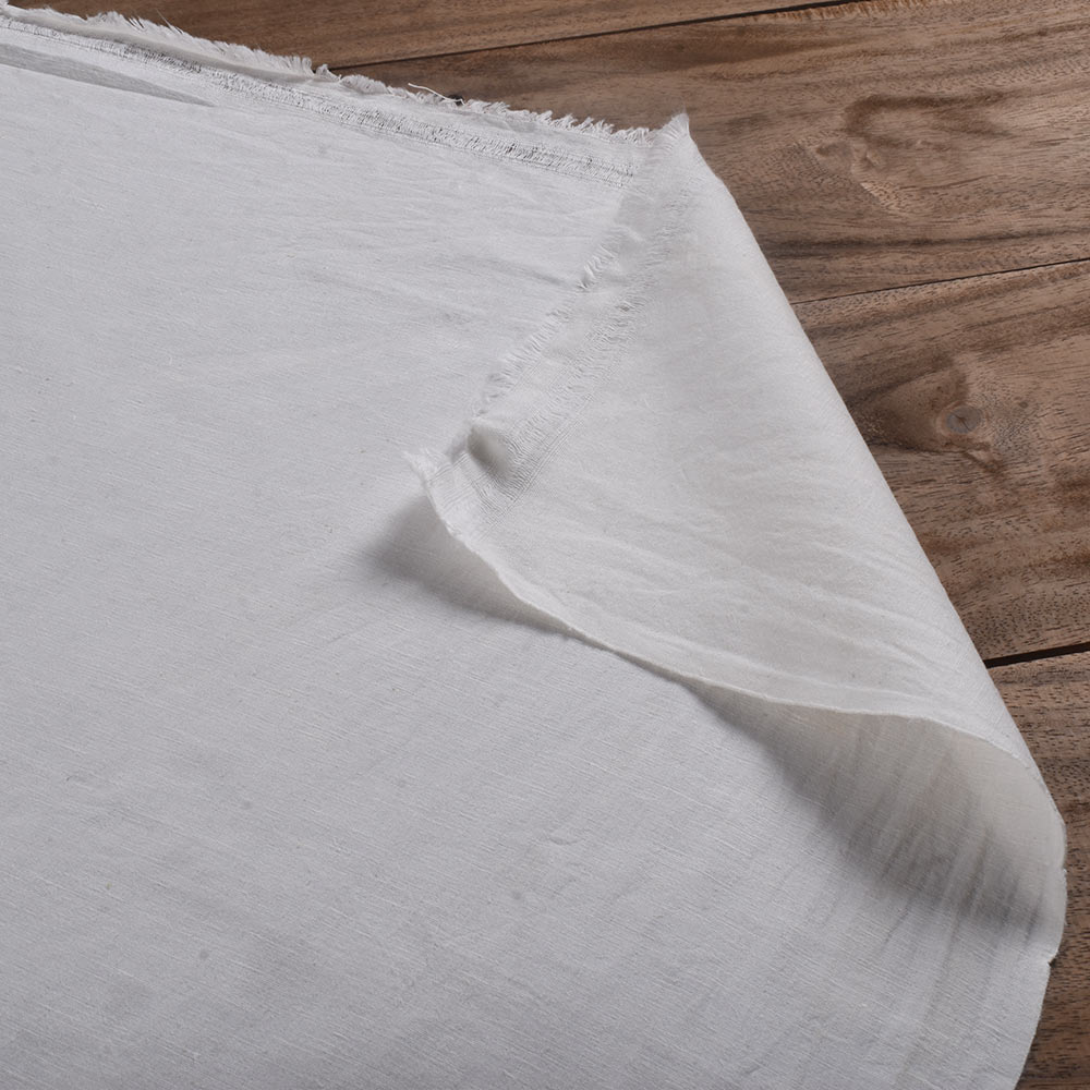 Plain White Hemp & Cotton 195 GSM Handwoven Fabric