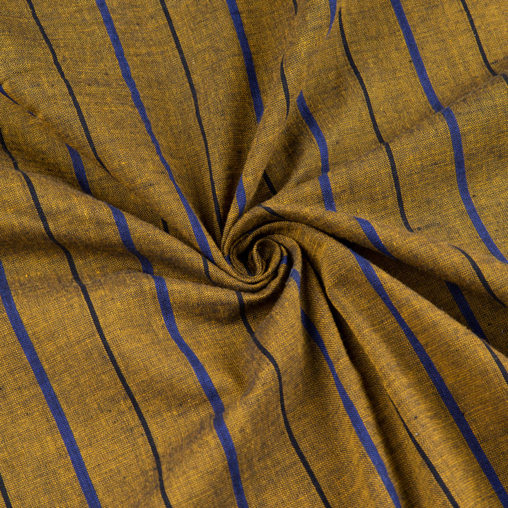 Stripe Mustard Pure Cotton 97 GSM Handwoven Fabric