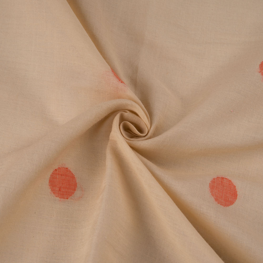 Geometric Beige Jamdani Pure Cotton 57 GSM Handwoven Fabric