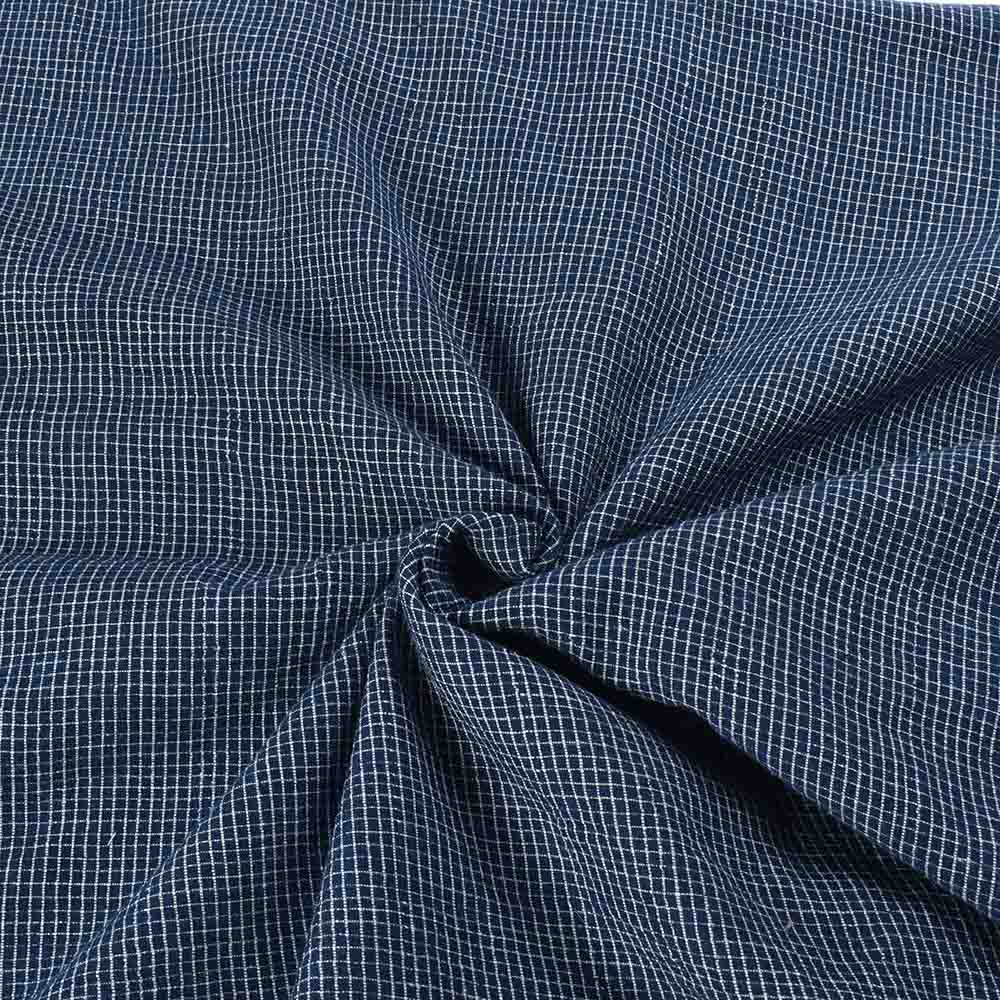 Check Blue White Pure Cotton 87 GSM Handwoven Fabric