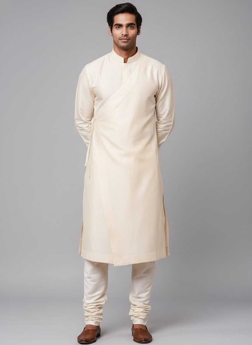 Asymmetric Men's Angrakha Kurta