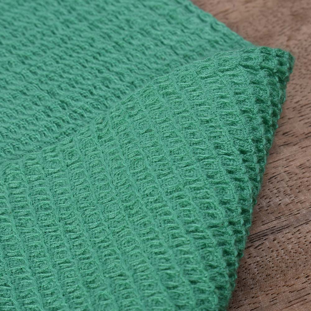 SEA GREEN HONEYCOMB WEAVE PURE COTTON 122 GSM HANDWOVEN FABRIC