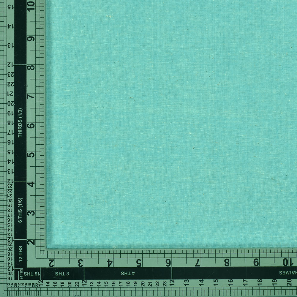 CHAMBRAY TEAL KHADI COTTON 92 GSM HANDWOVEN FABRIC