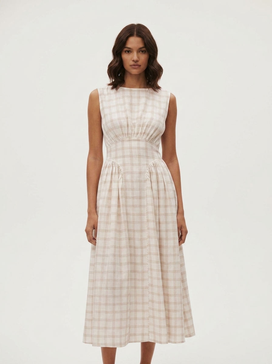 Side Gathered Dress Midi Length