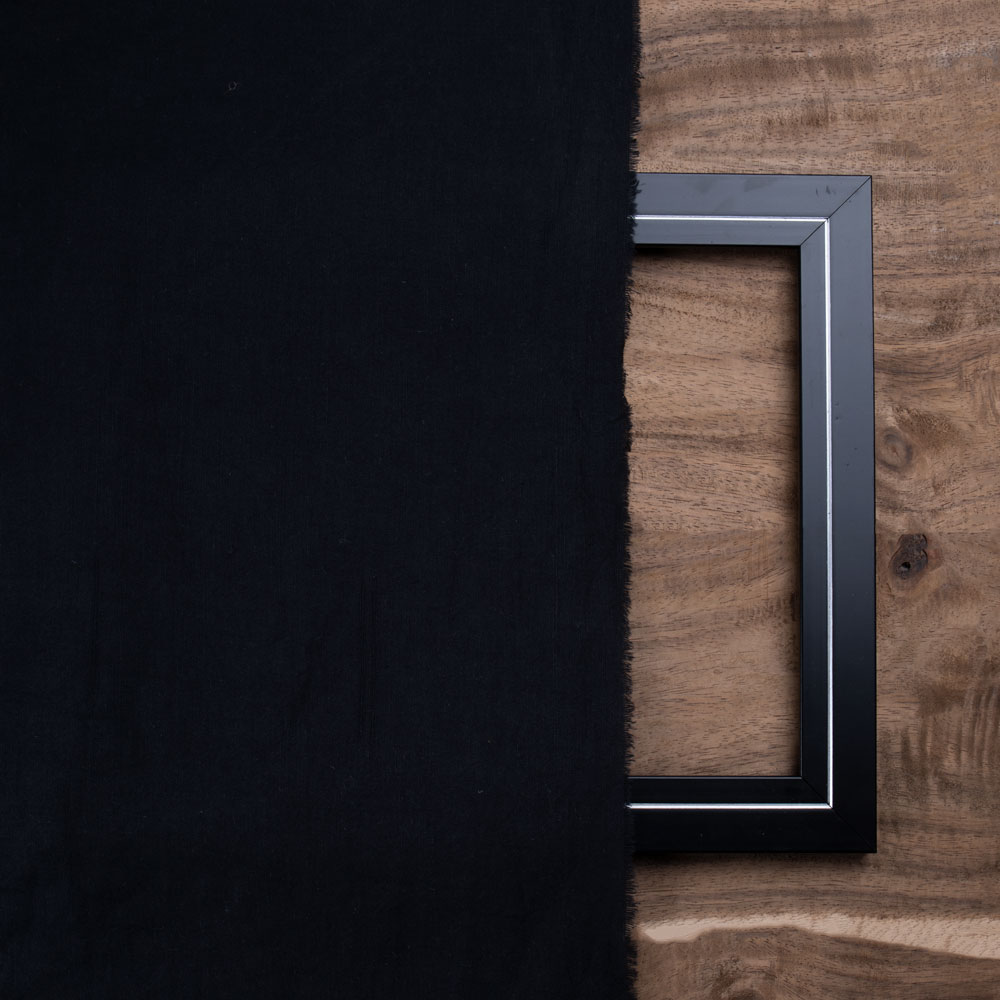 PLAIN BLACK KHADI COTTON FABRIC - 115 GSM HANDSPUN & HANDWOVEN 02