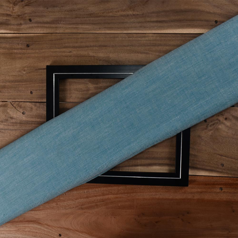 Chambray Blue Khadi Cotton 75 GSM Handwoven Fabric