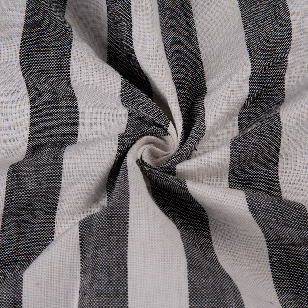 Stripe Black & White Pure Khadi 201 GSM Handspun & Handwoven Fabric