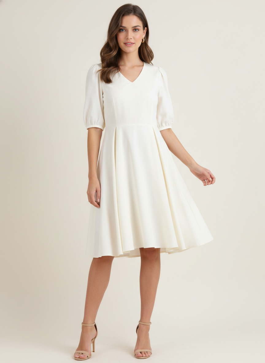 Flared & Pleated Sophisticated Dress