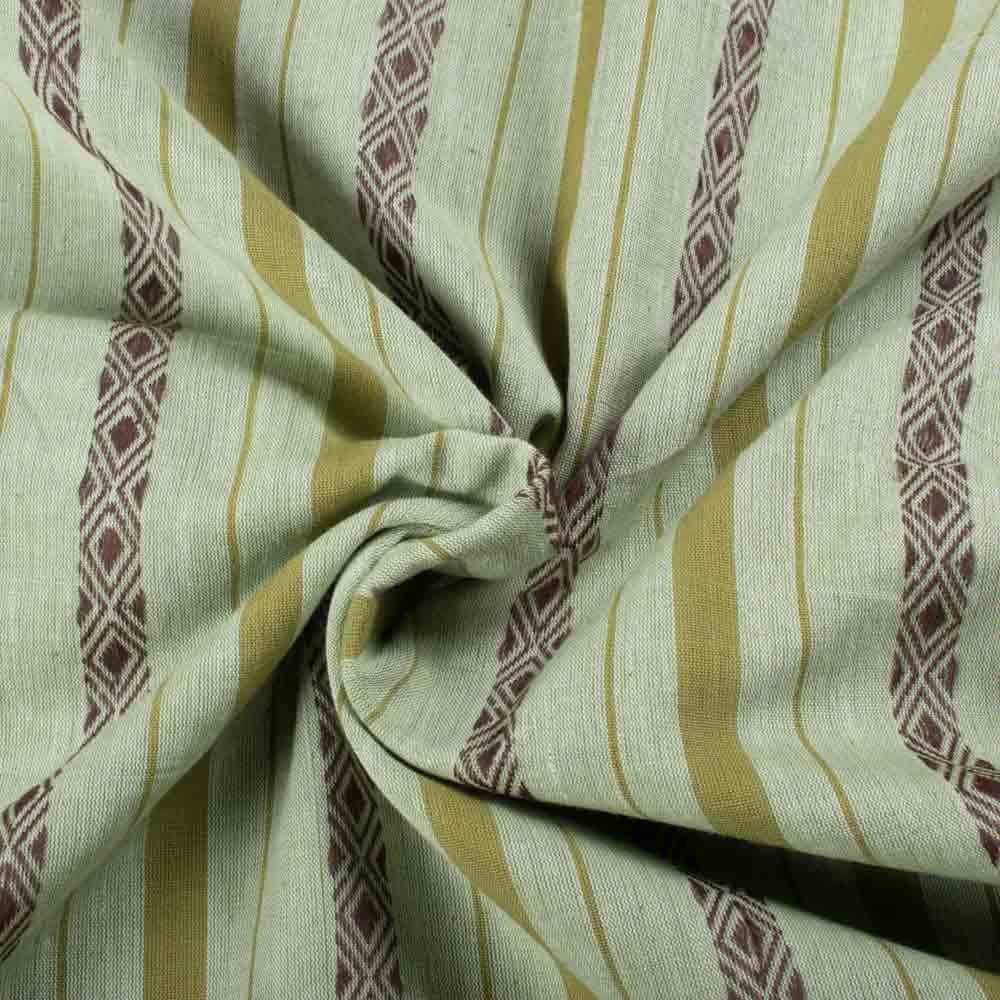 Stripe Green Diamond Lattice Extra Warp 100 GSM Pure Cotton Jacquard Fabric