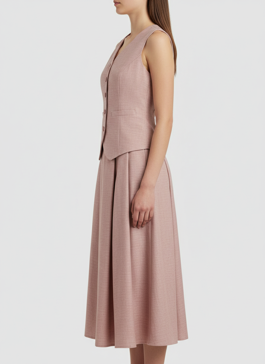 Vest & Pleated Skirt Co-ord Set