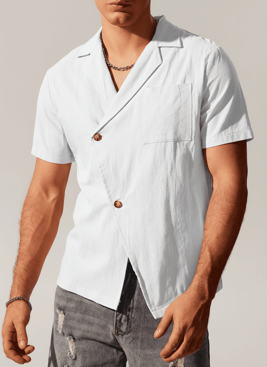 Flatlay Shawl Collar Asymmetric Shirt