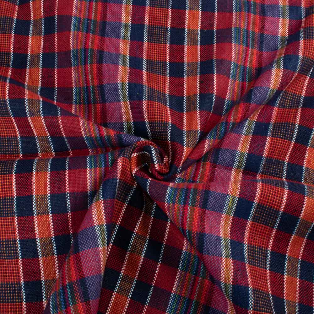 Check Multicolor Pure Khadi 280 GSM Handwoven Fabric