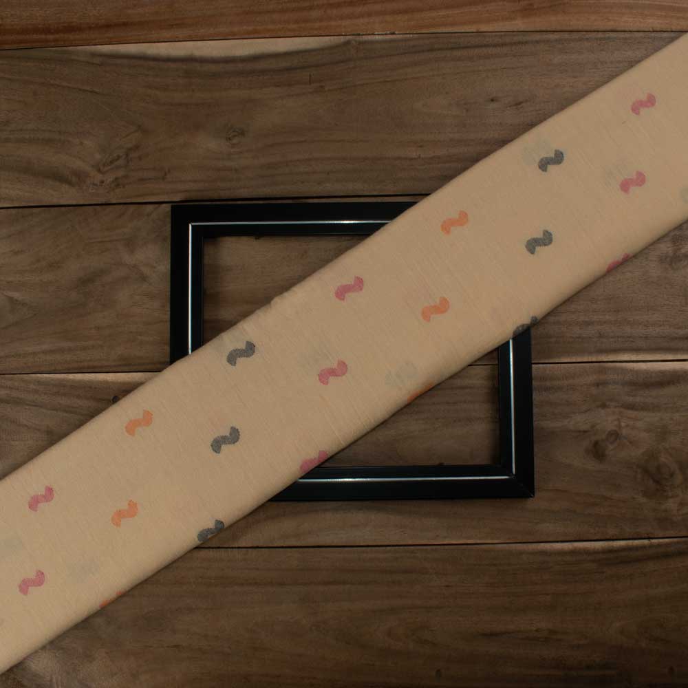 Abstract Brown Jamdani Pure Cotton 85 GSM Handwoven Fabric