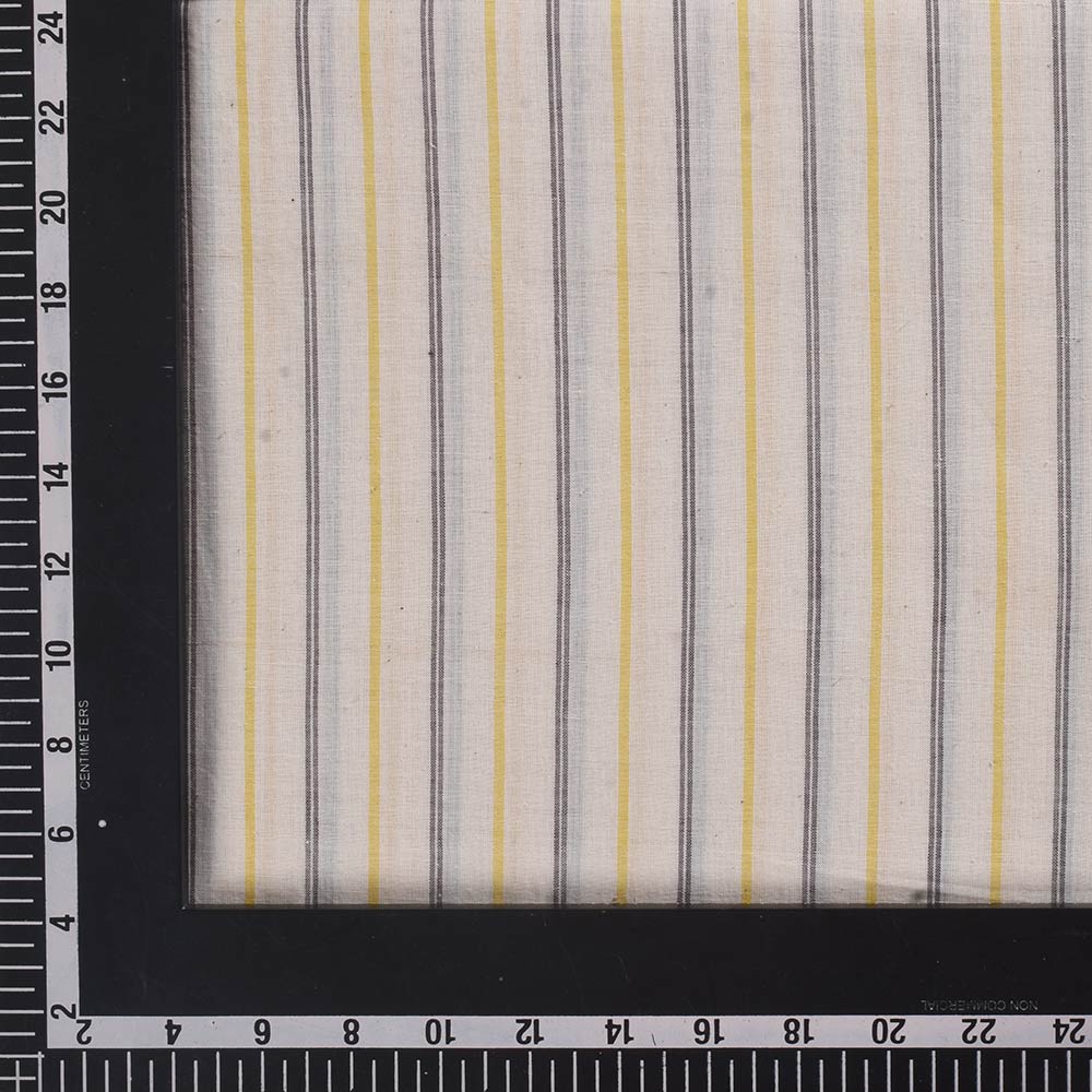 STRIPE YELLOW & BLACK KHADI COTTON 65 GSM HANDWOVEN FABRIC