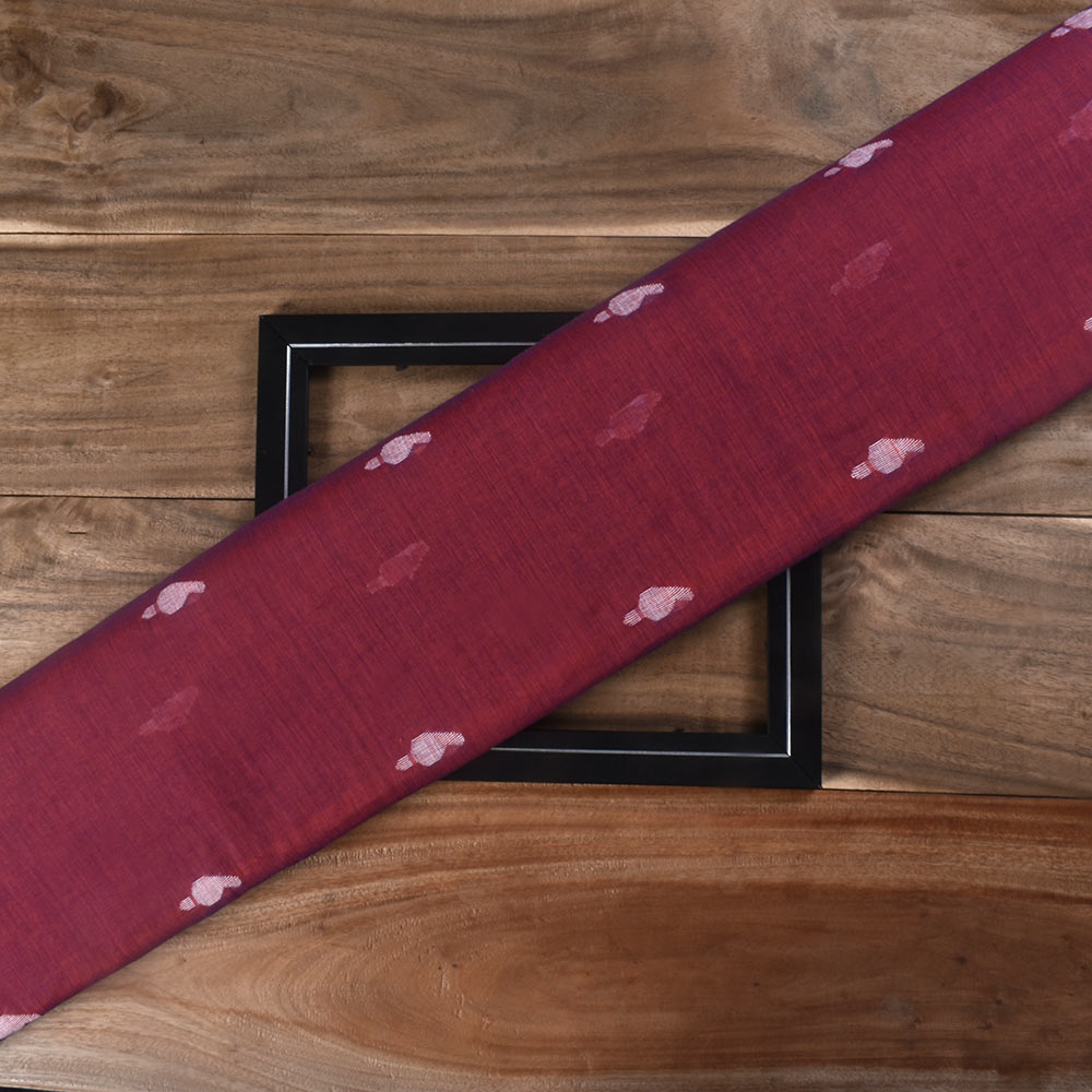 Paisley Maroon Jamdani Pure Cotton 52 GSM Handwoven Fabric