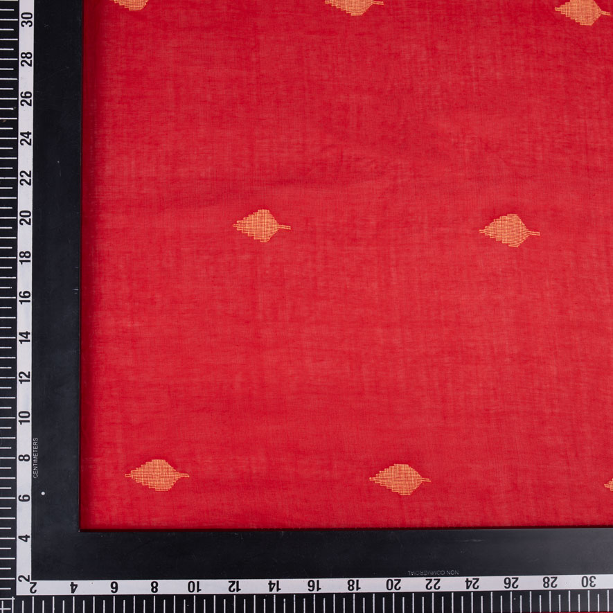 GEOMETRIC RED JAMDANI PURE COTTON 58 GSM FABRIC 177