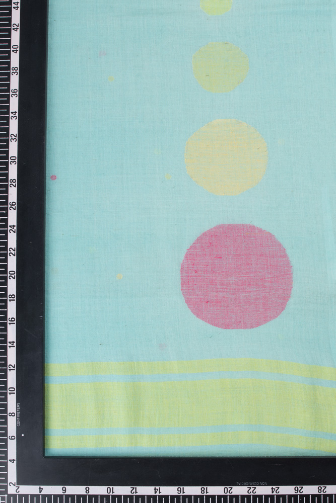 GEOMETRIC TURQUOISE JAMDANI HANDWOVEN PURE COTTON SCARF