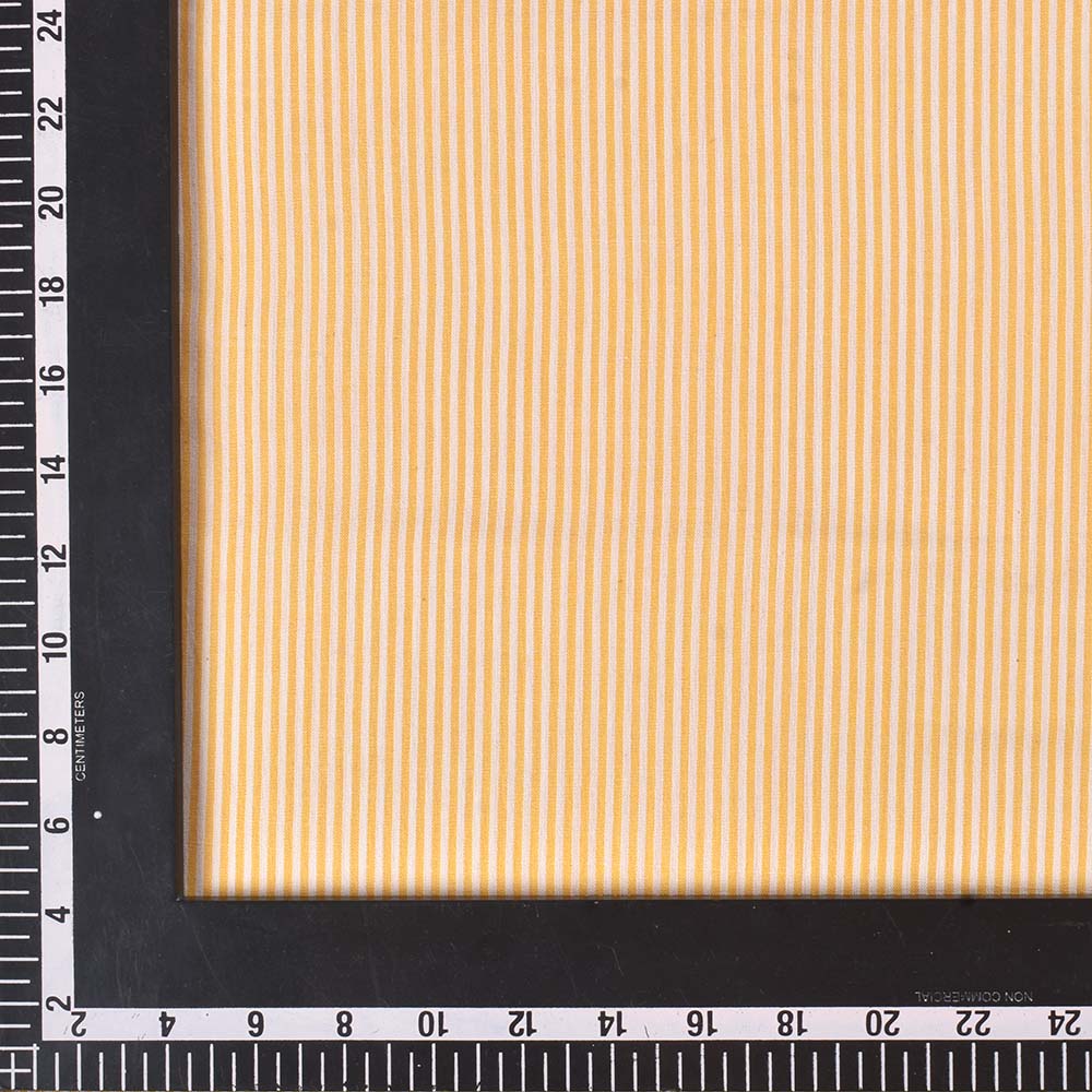 STRIPE YELLOW & WHITE PURE COTTON 69 GSM HANDWOVEN FABRIC