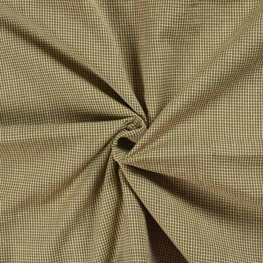 Check Yellow Pure Cotton 93 GSM Handwoven Fabric