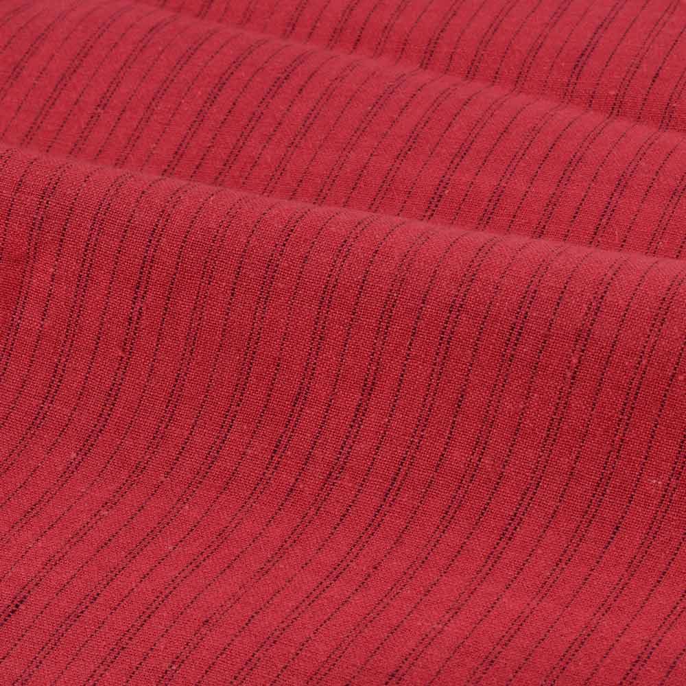 PINSTRIPE RED KHADI COTTON 103 GSM HANDWOVEN FABRIC