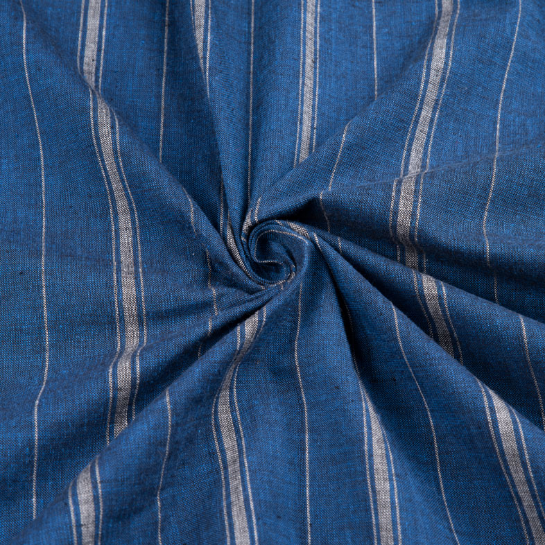 Stripe Blue Pure Cotton 97 GSM Handwoven Fabric