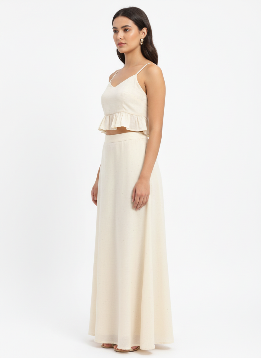 Ruffled Crop Top & Long Skirt Co-ord Set