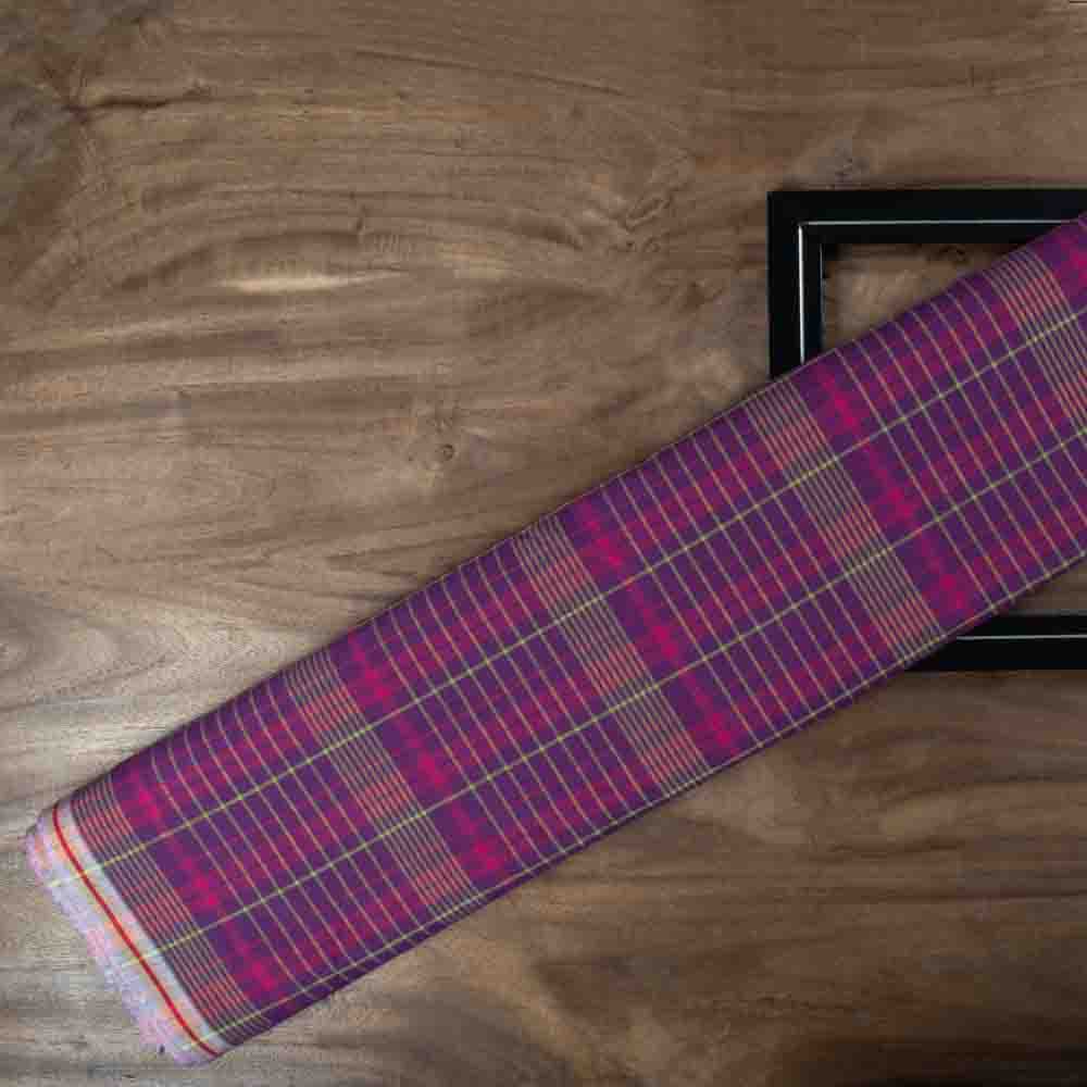 Multicolor Check Pure Cotton 70 GSM Handwoven Fabric 798