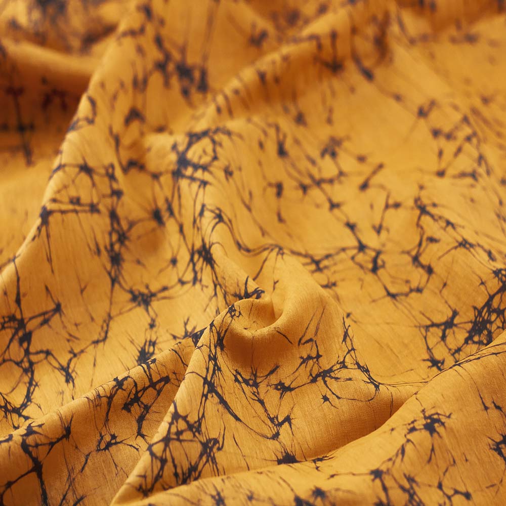 ABSTRACT YELLOW BATIK COTTON MULBERRY SILK BLEND 40 GSM FABRIC 09