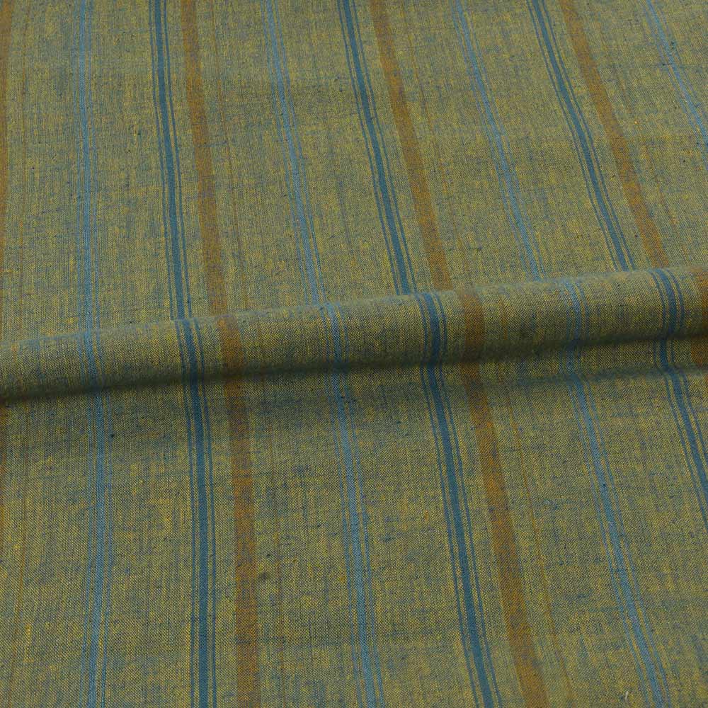 STRIPE GREEN PURE COTTON 100 GSM HANDWOVEN FABRIC