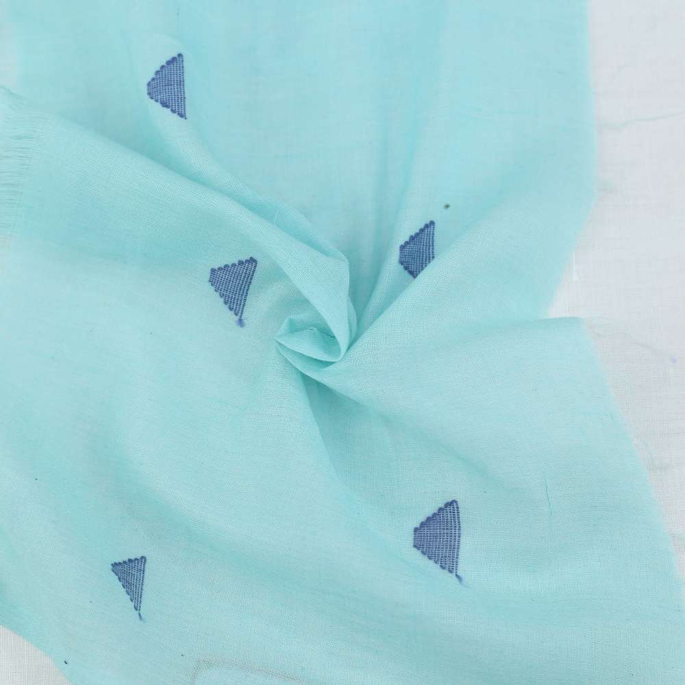 Geometric Light Blue Jamdani Pure Cotton 55 GSM Fabric 76