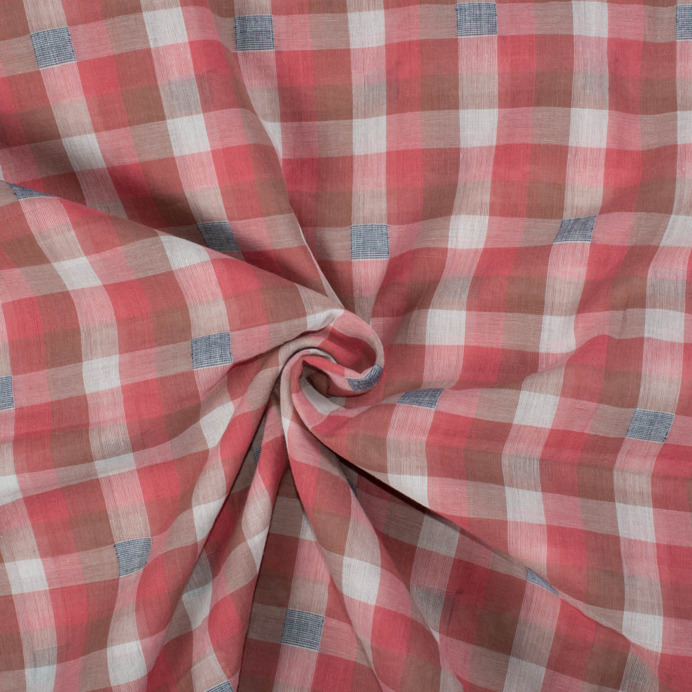 Check Multicolor Jamdani Pure Cotton 55 GSM Handwoven Fabric