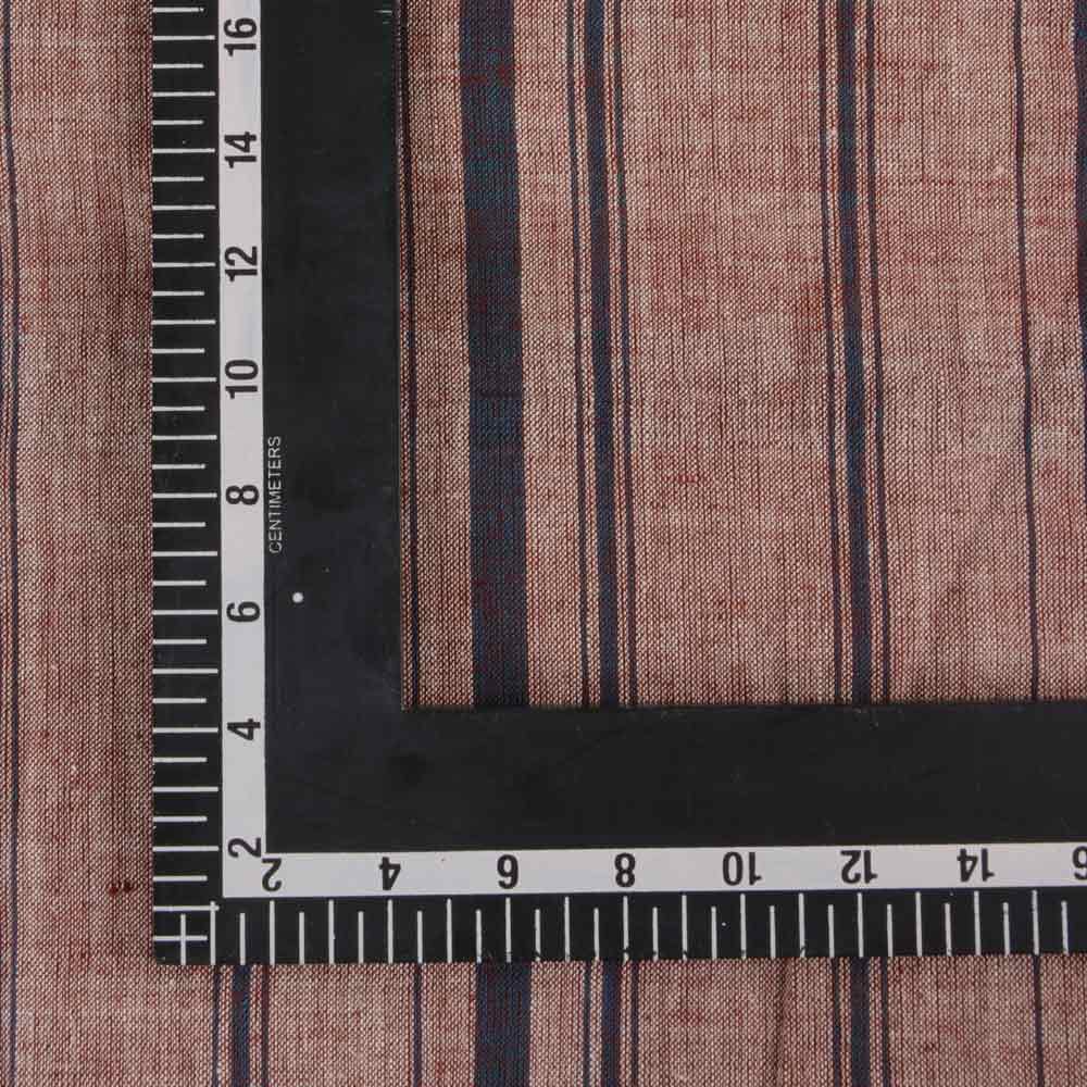 STRIPE BROWN & BLACK PURE KHADI FABRIC - 128 GSM HANDSPUN & HANDWOVEN