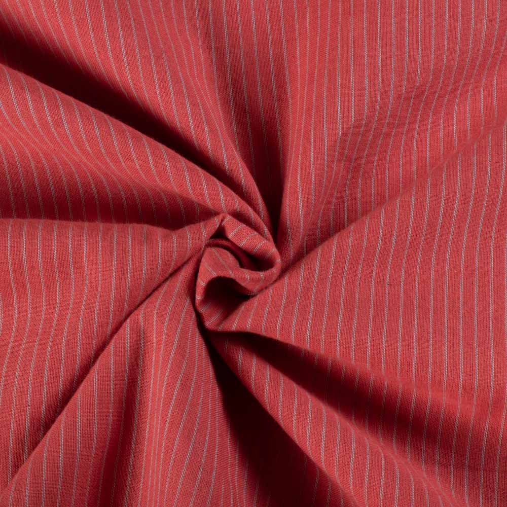 Orange, Grey Stripe 90 GSM Pure Cotton Handwoven Fabric