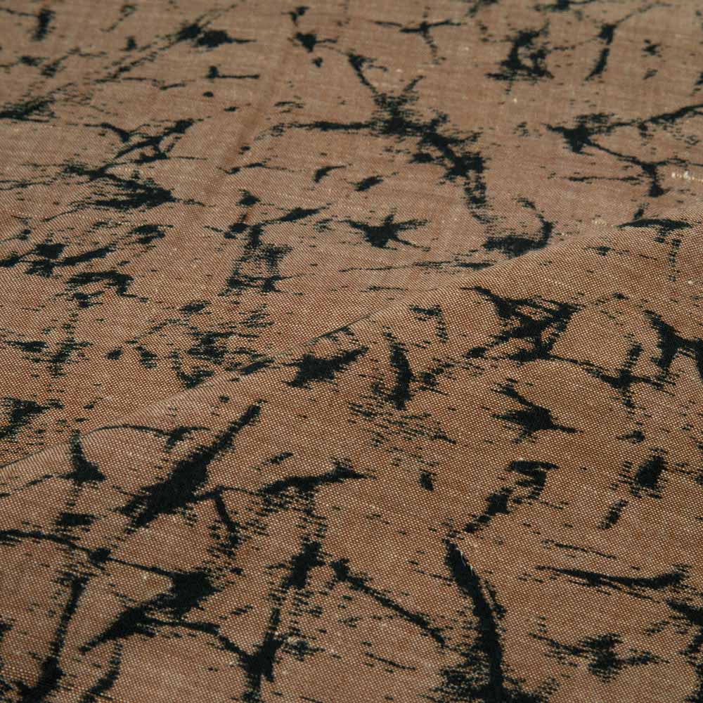 Abstract Brown Screenprinted Cotton Khadi 82 GSM Handwoven Fabric
