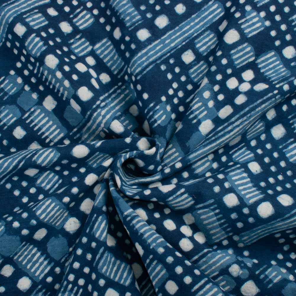Natural Indigo Eco Block Ajrakh Print Pure Khadi Natural Dye 107 GSM fabric 